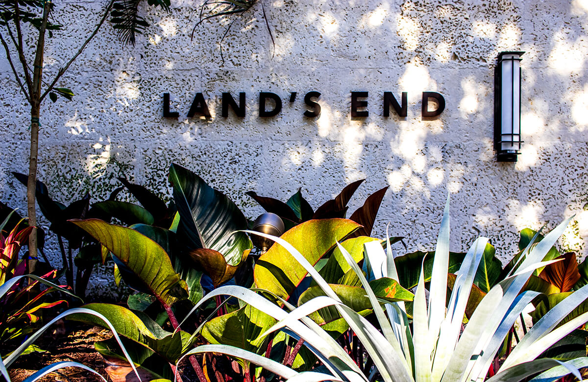 Lands End restored entry wall and landscape