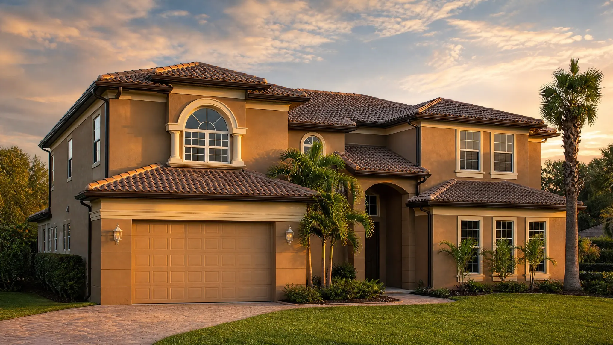 Osceola Residence luxury home exterior at sunset