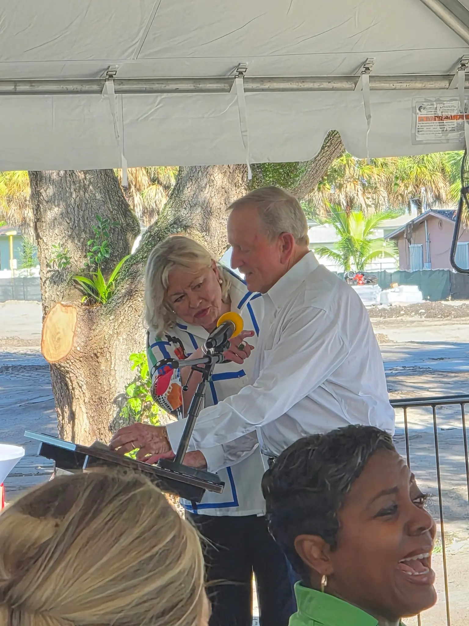 Bob Moss and Sandra Moss speaking at the Moss Estates groundbreaking