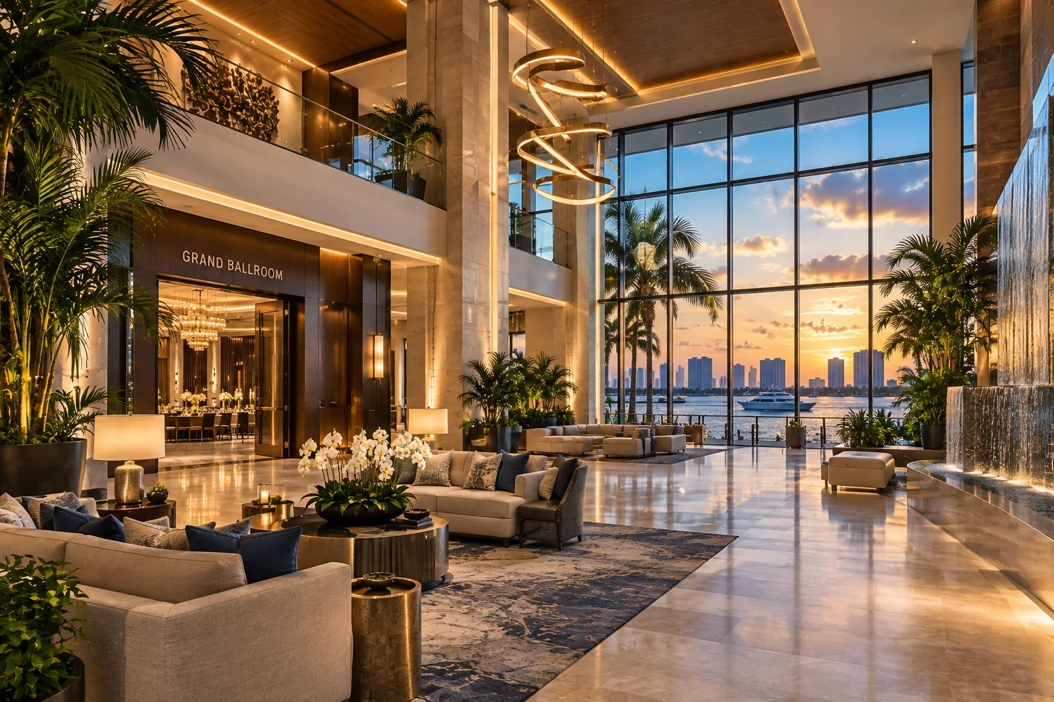 High-end hotel lobby built for hospitality and entertainment