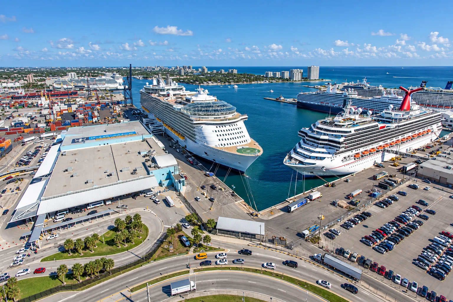 Cruise ships at Port Everglades in Fort Lauderdale
